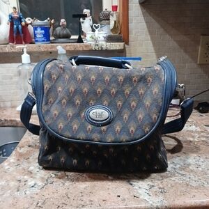 Diane Von Furstenburg (DVF) Blue  Tapestry Print Overnight Bag.
